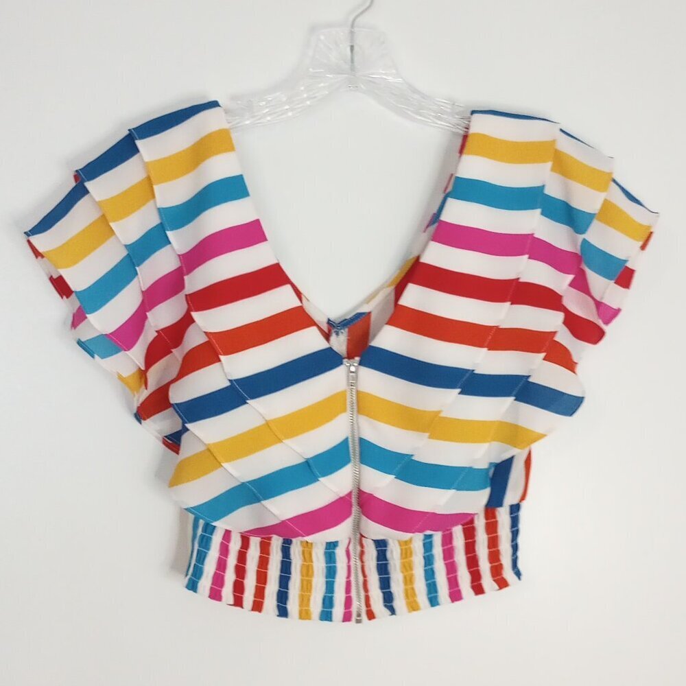 Color Me Courtney Holly Ruffle Rainbow Crop Top - Picture 5 of 7